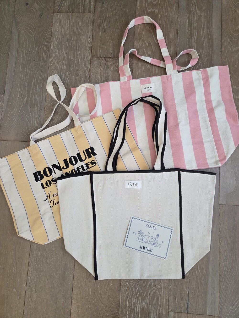 NEW 3x Sezane Canvas Totes With Postcard